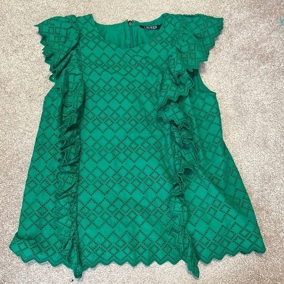 Lauren Ralph Lauren Tops - Lauren by Ralph Lauren eyelet ruffle tank size M